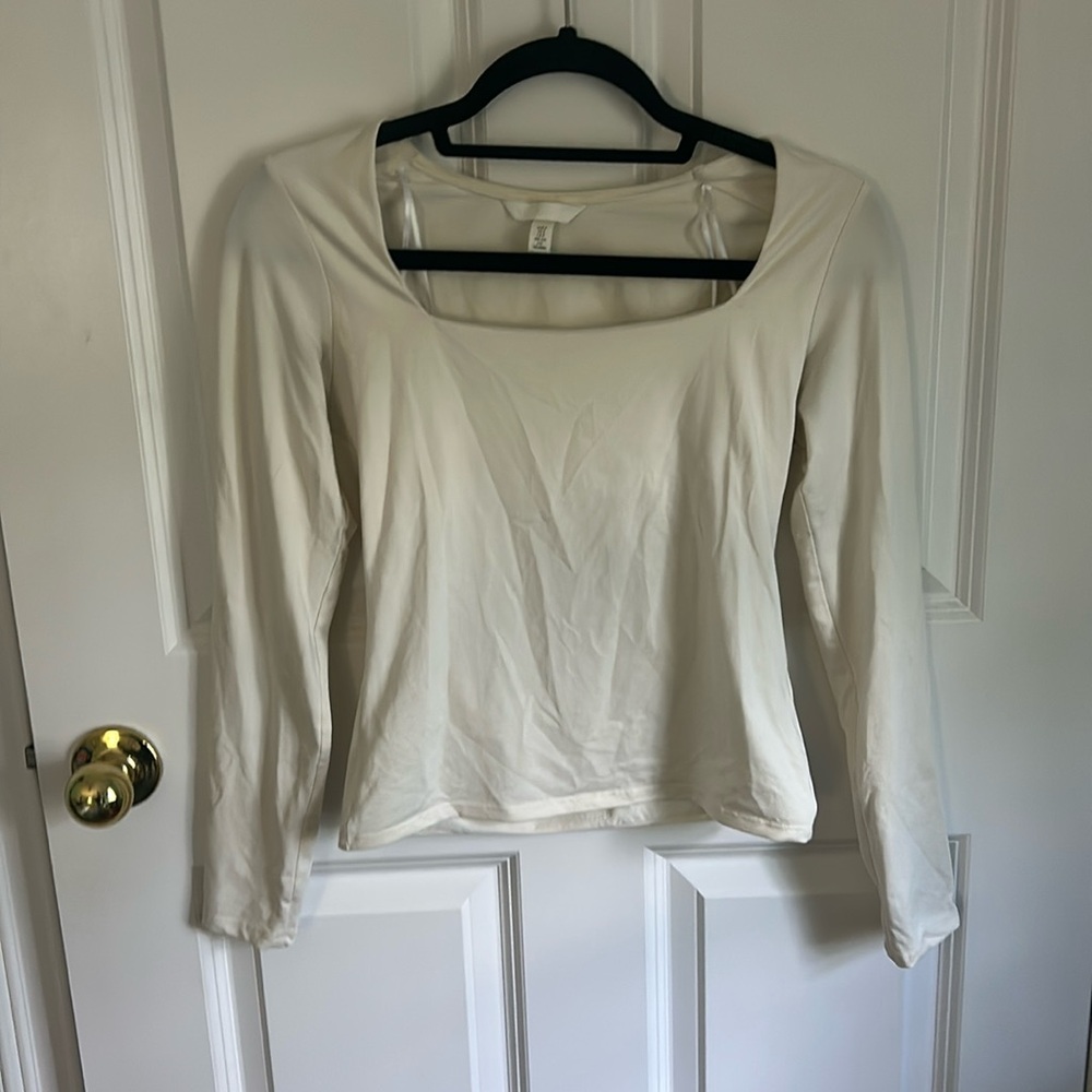 H&M Cream Square Neck Longsleeve with built in bra